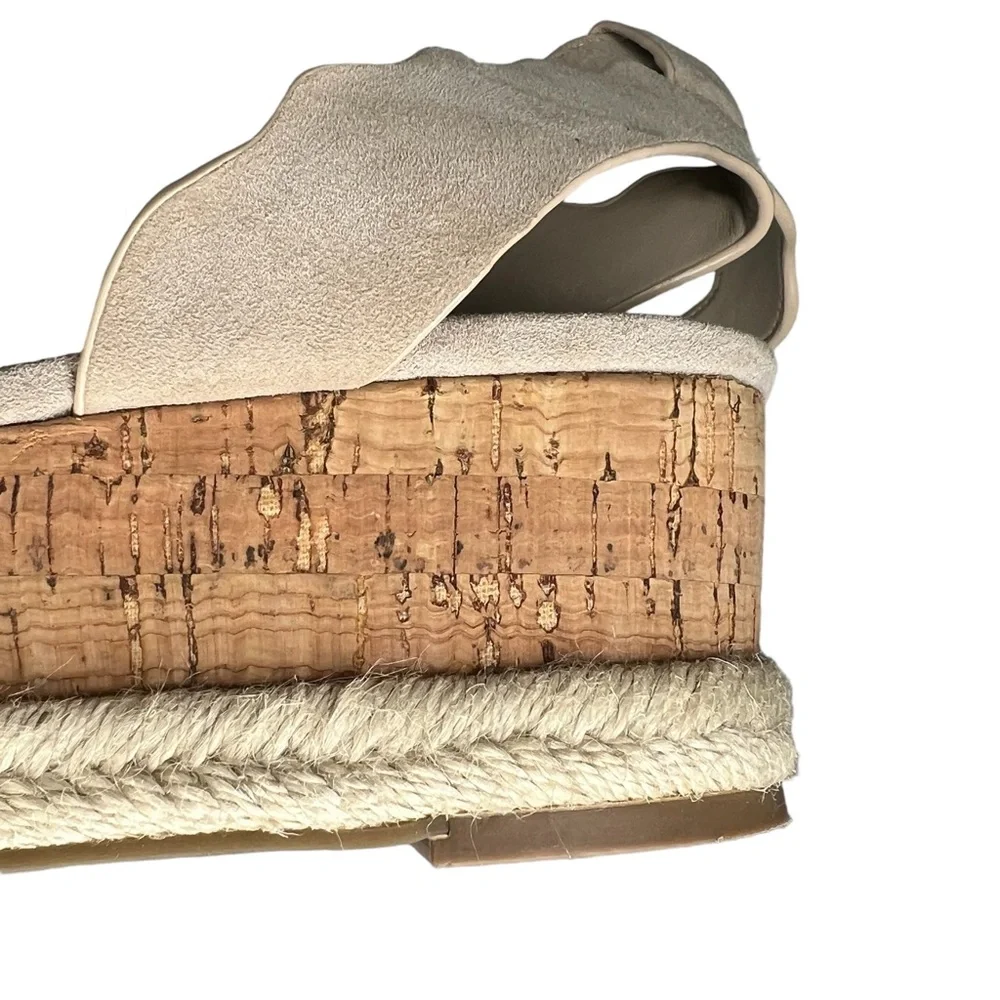 Marc Fisher Fayme Cork Espadrilles With Scalloped Suede Leather Straps 8M VGUC